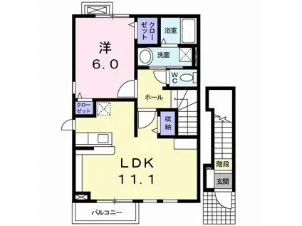 WHITE HILLS(1LDK/2階)の間取り写真