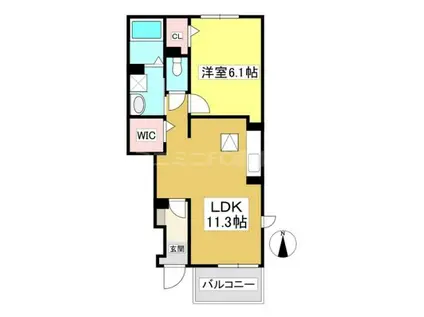 ヴィラ・エスペランサI(1LDK/1階)の間取り写真