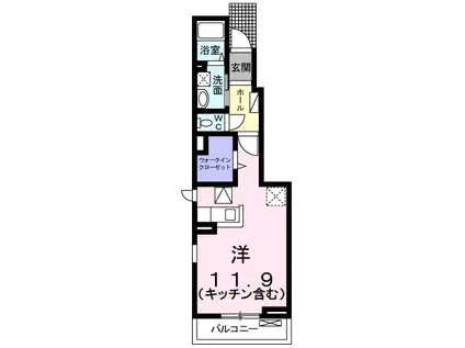 ワーズ・ワース III(ワンルーム/1階)の間取り写真