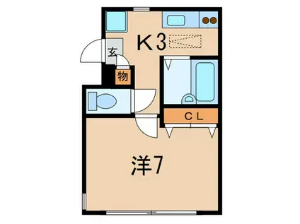 フルール(1K/1階)の間取り写真