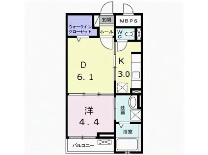 ヴィラMY(1DK/2階)の間取り写真