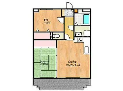 スリーリング(2LDK/3階)の間取り写真