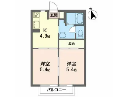 サンテラスS(2K/2階)の間取り写真