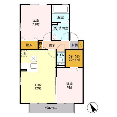 プレミールA(2LDK/1階)の間取り写真