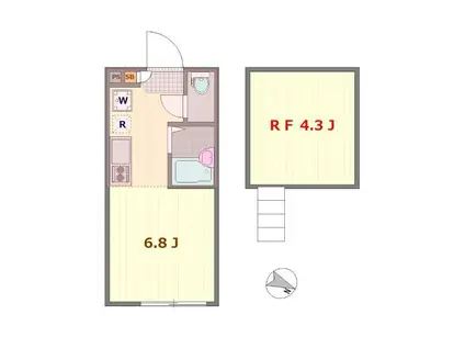コンフォート北赤羽(ワンルーム/2階)の間取り写真