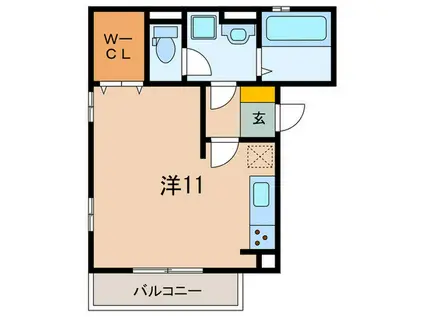 バラドミール(ワンルーム/2階)の間取り写真