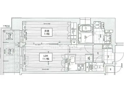 リーガル靱本町(1LDK/6階)の間取り写真