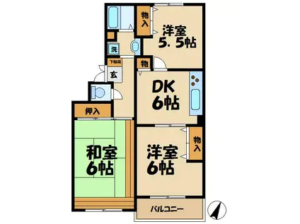 グランドールなか井(3DK/1階)の間取り写真