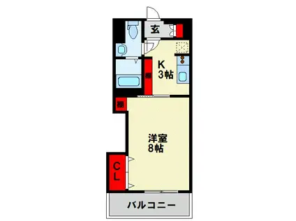 プレステージ・デル・クラシック(1K/4階)の間取り写真