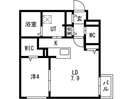 アルファスクエアN2(1LDK/2階)の間取り写真