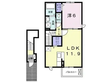 朝風サンハイツ(1LDK/2階)の間取り写真
