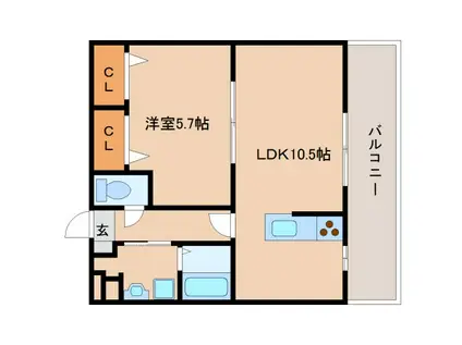 結充イムーブル(1LDK/2階)の間取り写真