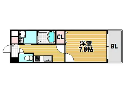 CASSIA住道(1K/2階)の間取り写真