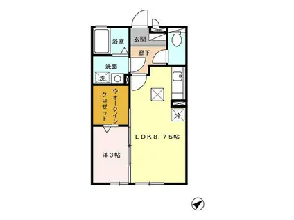 メゾンミューA(1LDK/1階)の間取り写真
