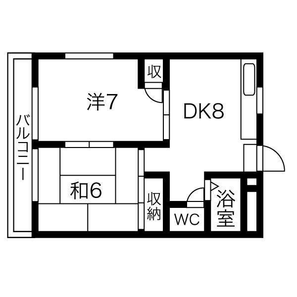 アパーション智秀(2DK/4階)の間取り写真