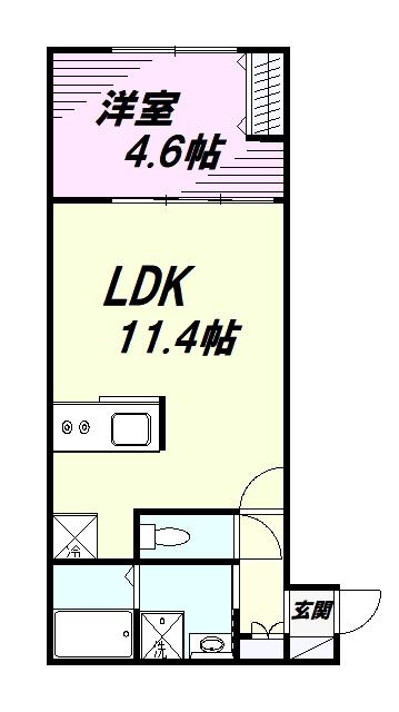 カインドネス八王子元横山町(1LDK/3階)の間取り写真