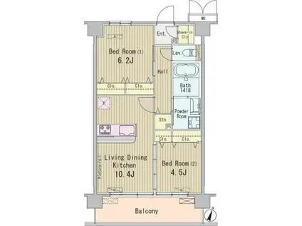 HIGASHIKOMATSUGAWA APARTMENT(2LDK/1階)の間取り写真