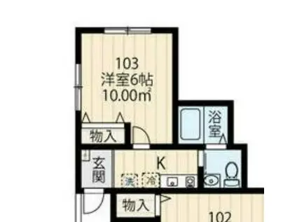 OASIS弘明寺B棟(1K/1階)の間取り写真