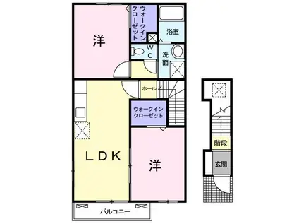 ミルト・ブリーゼ B棟(2LDK/2階)の間取り写真