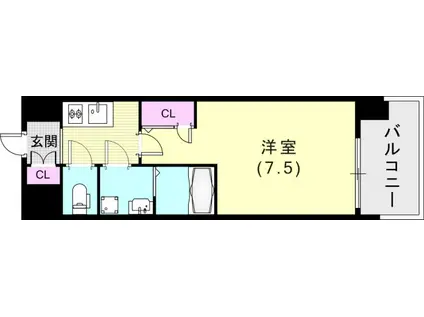 レジュールアッシュ神戸湊川公園(1K/8階)の間取り写真