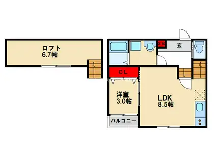 メゾンソレイユ鳥栖(1LDK/1階)の間取り写真