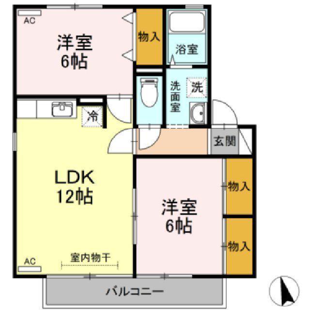 野いちご(2LDK/2階)の間取り写真