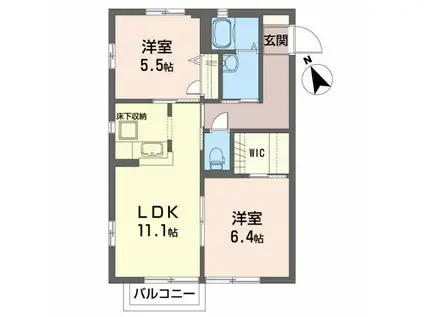 アビタシオン・ボヌールI(2LDK/1階)の間取り写真