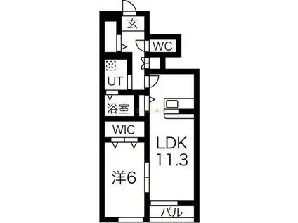 プラムツリーB棟(1LDK/1階)の間取り写真