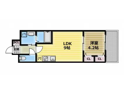 ボーベダーミクリヤ(1LDK/3階)の間取り写真