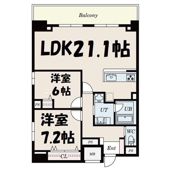 アーバンパーク日吉(2LDK/10階)の間取り写真