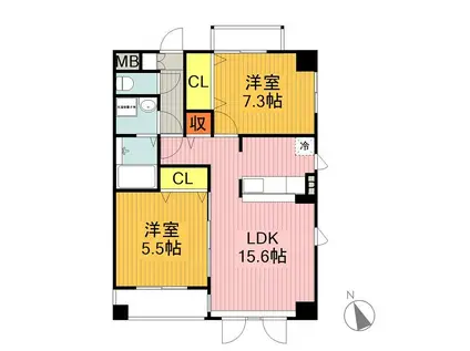 シティライフ植田(2LDK/5階)の間取り写真