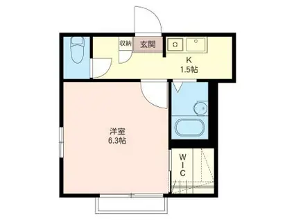 コートグロリア(1K/2階)の間取り写真