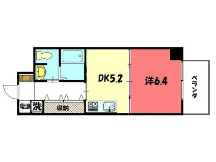 ファーイースト白川通(1DK/4階)の間取り写真