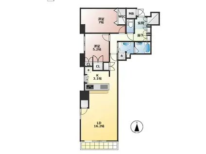 グレースタワーII(2LDK/4階)の間取り写真