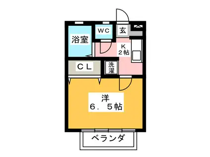 オーエスハイム(1K/2階)の間取り写真