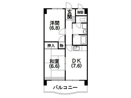 クレールトヨダ(2DK/7階)の間取り写真