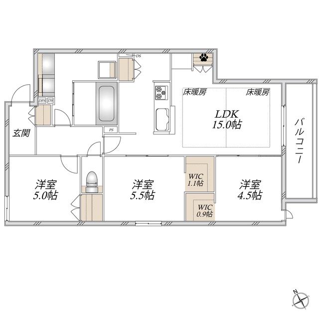 ウエスト・ノワール(3LDK/3階)の間取り写真