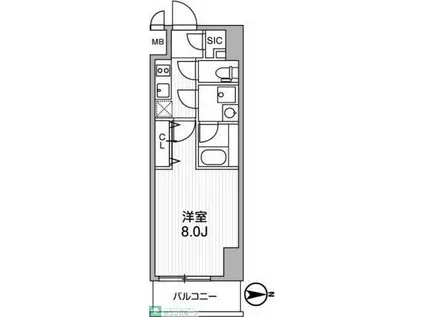 LUNIQ新御徒町I(1K/11階)の間取り写真