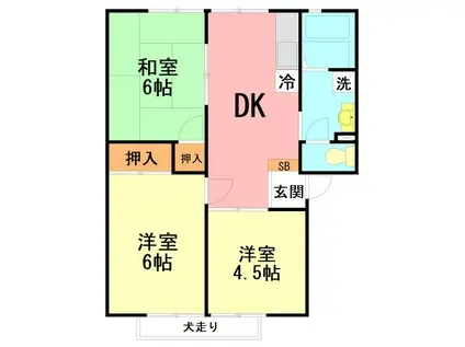 イーストサイドハイツ(3DK/2階)の間取り写真