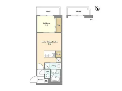 オープンブルーム和光(1LDK/4階)の間取り写真