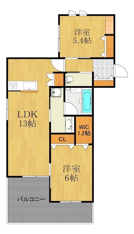 HEBEL MAISON 新城(2LDK/2階)の間取り写真