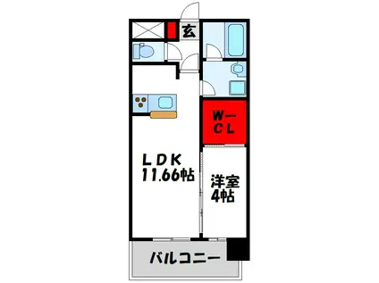 プログレス赤間駅前(1LDK/9階)の間取り写真