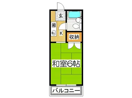 ハイツコワフュール(ワンルーム/2階)の間取り写真