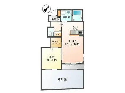 モン・レーヴ(1LDK/1階)の間取り写真