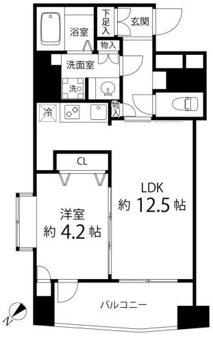 レニール本駒込(1LDK/8階)の間取り写真