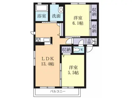 サンセピアC(2LDK/2階)の間取り写真