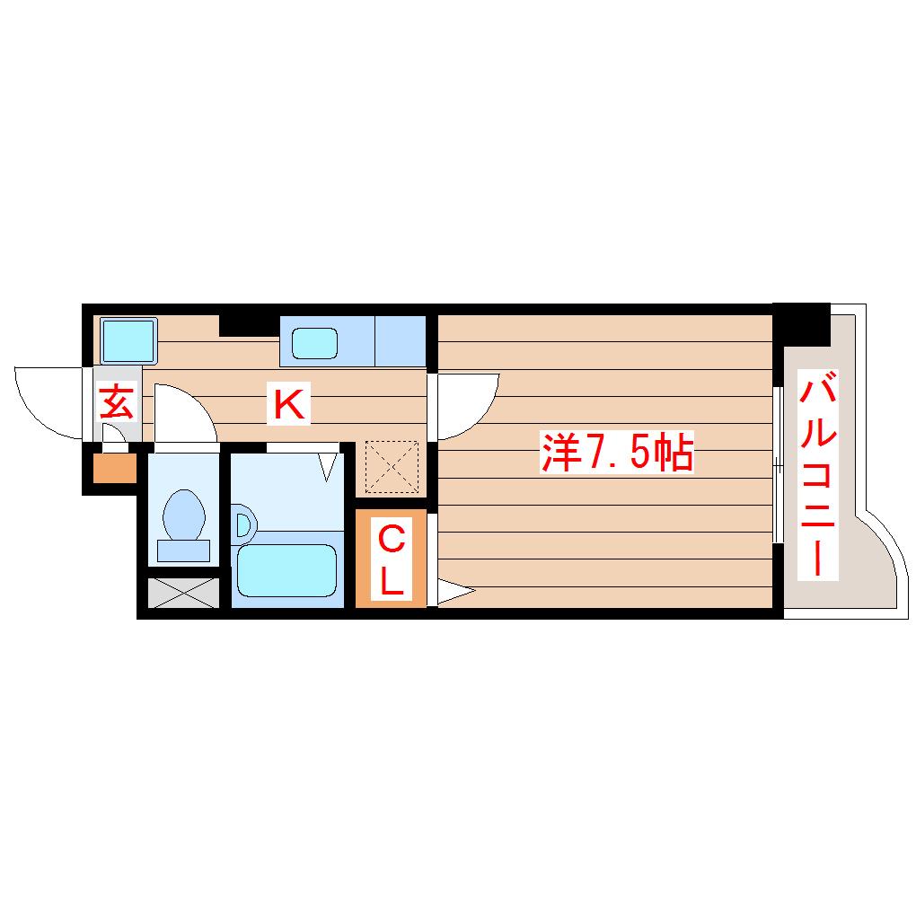 正栄ビル西公園(1K/6階)の間取り写真