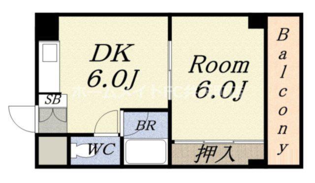 シャトー波除(1DK/7階)の間取り写真