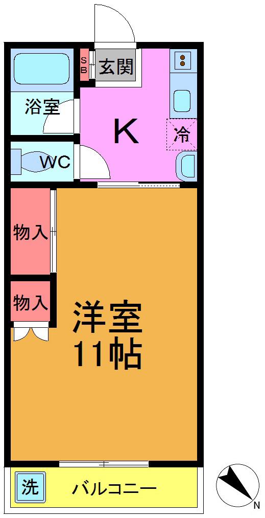 鈴木ハイツ(1K/2階)の間取り写真