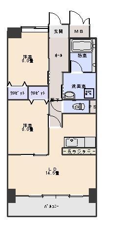 LA RIVIERE(2LDK/6階)の間取り写真